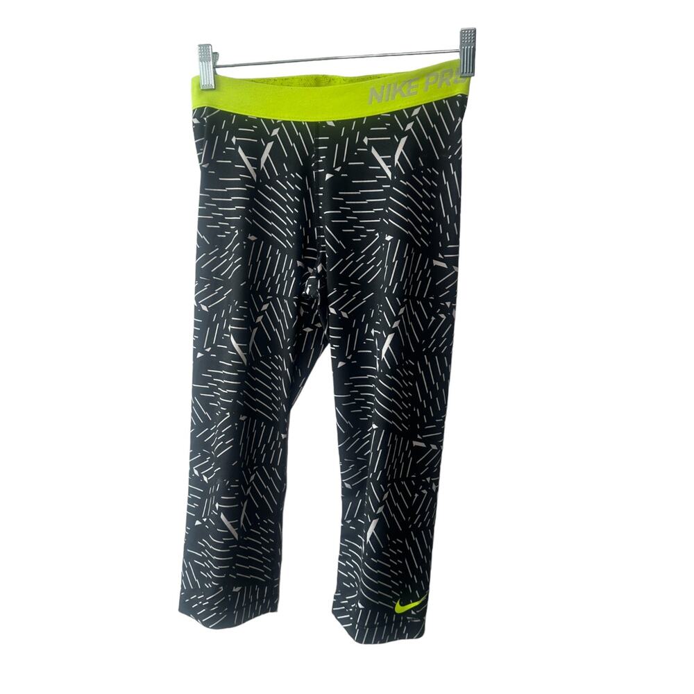 Nike Pro Black & White Compression Capri Legging Womens Medium